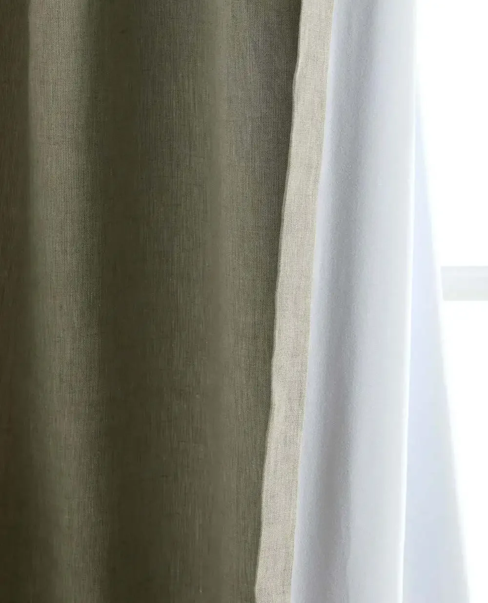 Quince European Linen True Blackout Curtain 48 in x 108 in Sage green heather